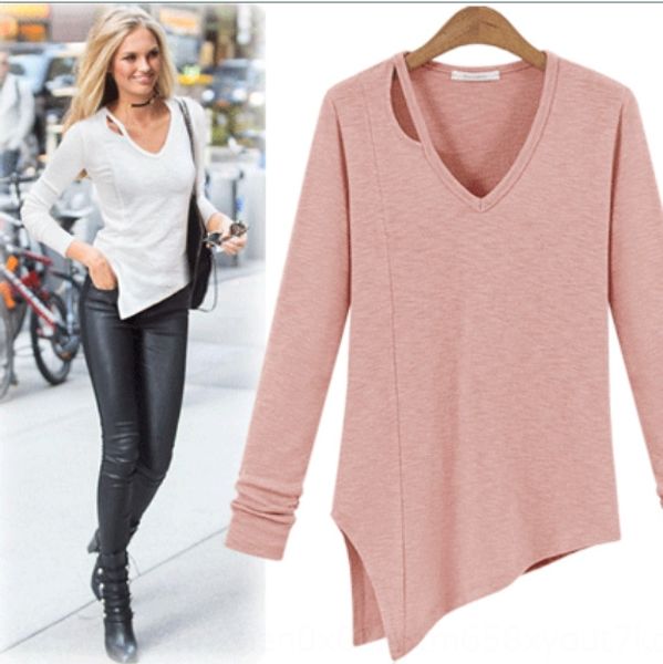 large women's autumn new irregular hem long sleeve cotton large women's autumn new v-neck irregular hem long sleeve cotton v-neck, White
large women's autumn new irregular hem long sleeve cotton large women's autumn new v-neck irregular hem long sleeve cotton v-neck, White
