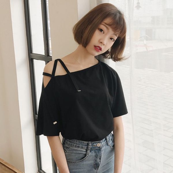 2020 new summer women's clothing harajuku versatile sling sling t-shirt slingshort-sleeved t-shirt women's slingshoulder loose jsr, White
2020 new summer women's clothing harajuku versatile sling sling t-shirt slingshort-sleeved t-shirt women's slingshoulder loose jsr, White