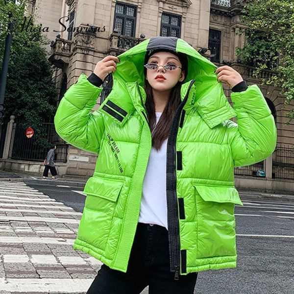 women short down cotton padded parkas female bright loose women's warm winter hooded casual big pockets candy color coat as19101, Black
women short down cotton padded parkas female bright loose women's warm winter hooded casual big pockets candy color coat as19101, Black