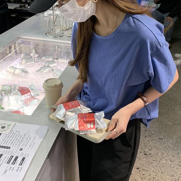 women's t-shirt basic simple pure color round collar short sleeve female 2021 spring han edition easy leisure coat, White
women's t-shirt basic simple pure color round collar short sleeve female 2021 spring han edition easy leisure coat, White