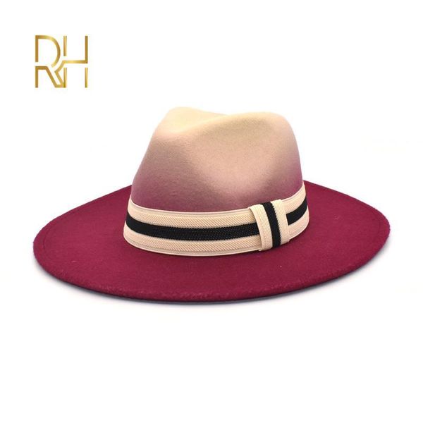 winter fashion wool fedora hat for women chapeau gradient color hat for men ribbon wide brim autumn female fashion jazz cap, Blue;gray
winter fashion wool fedora hat for women chapeau gradient color hat for men ribbon wide brim autumn female fashion jazz cap, Blue;gray