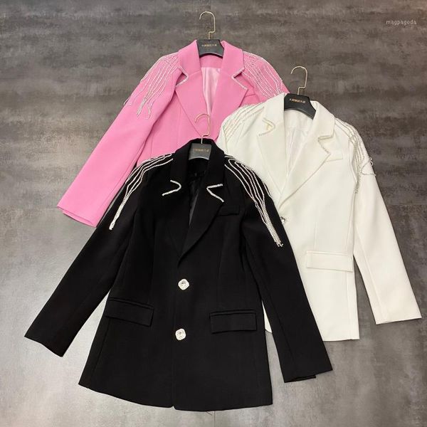 2020 new tassel rhinestone shoulder shiny diamond buckle suit long sleeve suit jacket female tide 03081, White;black
2020 new tassel rhinestone shoulder shiny diamond buckle suit long sleeve suit jacket female tide 03081, White;black