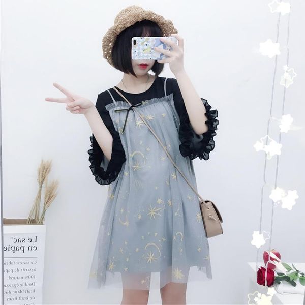 2020 mori girl summer new female korean style loose thin mesh patchwork embroidery student cute sweet dress1, Black;gray
2020 mori girl summer new female korean style loose thin mesh patchwork embroidery student cute sweet dress1, Black;gray