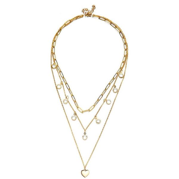 chokers vintage multilayer crystal pendant necklace women gold color stainless steel heart choker necklaces fashion jewelry 2021, Golden;silver
chokers vintage multilayer crystal pendant necklace women gold color stainless steel heart choker necklaces fashion jewelry 2021, Golden;silver