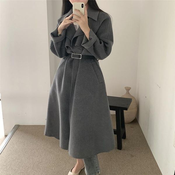 women's wool & blends autumn winter minimalist long woolen coat women full sleeve korean style loose ladies outerwear casual plus size, Black
women's wool & blends autumn winter minimalist long woolen coat women full sleeve korean style loose ladies outerwear casual plus size, Black