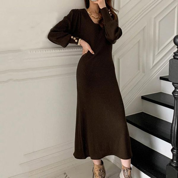 women new v-neck knitted long dress spring autumn fashion female simple elegant solid color long sleeve slim bottom dresses, Black;gray
women new v-neck knitted long dress spring autumn fashion female simple elegant solid color long sleeve slim bottom dresses, Black;gray