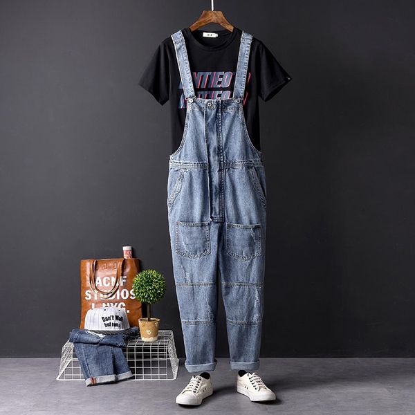 hip hop denim breeches loose korean jumpsuit pants for overalls overalls men and women 43w6t, Blue
hip hop denim breeches loose korean jumpsuit pants for overalls overalls men and women 43w6t, Blue