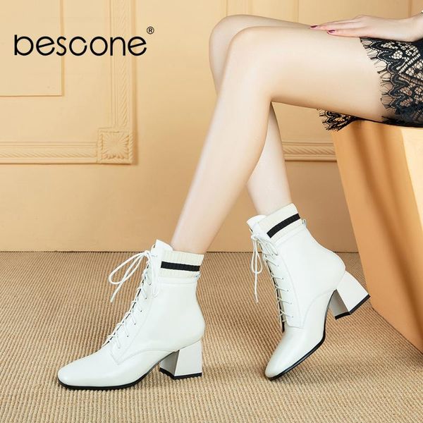 bescone fashion women boots comfortable genuine leather square heel cross-tied round head ankle boots keep warm women shoesbo694, Black
bescone fashion women boots comfortable genuine leather square heel cross-tied round head ankle boots keep warm women shoesbo694, Black