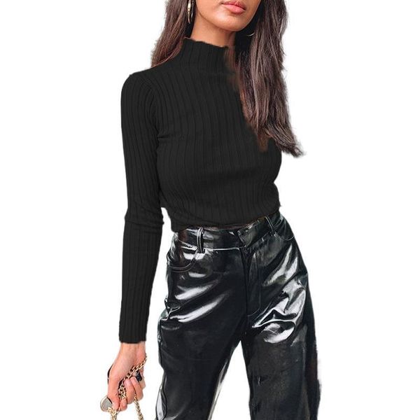 autumn european and american solid color long sleeve high collar slim bottomed shirt women's t-shirt, White
autumn european and american solid color long sleeve high collar slim bottomed shirt women's t-shirt, White