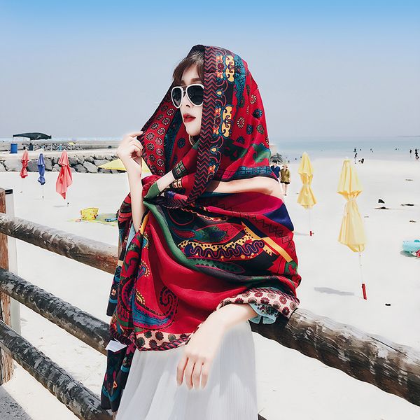 autumn and winter versatile shawl korean national style tourism silk seaside cape beach towel sunscreen scarf woman, Blue;gray
autumn and winter versatile shawl korean national style tourism silk seaside cape beach towel sunscreen scarf woman, Blue;gray
