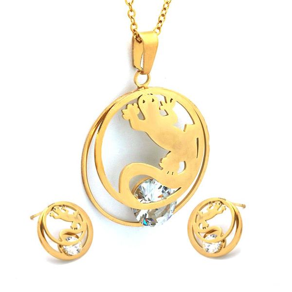 personalized charm lizard necklace earrings sets stainless steel jewelry sets 2 colors to choose, Silver
personalized charm lizard necklace earrings sets stainless steel jewelry sets 2 colors to choose, Silver