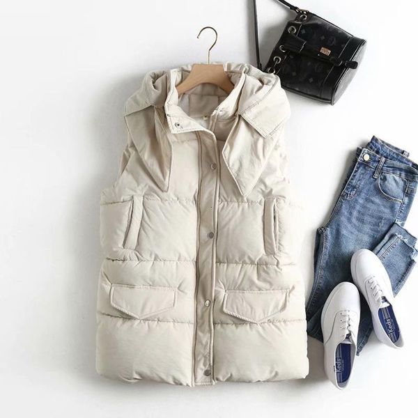 2020 casual solid color women's vest cotton hooded thicken down coat sleeveless winter vests for women, Black;white
2020 casual solid color women's vest cotton hooded thicken down coat sleeveless winter vests for women, Black;white