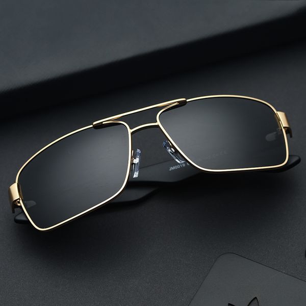 2019 new polarizing sunglasses men's large square metal polarizing sunglasses men's 0019sunglasses, White;black