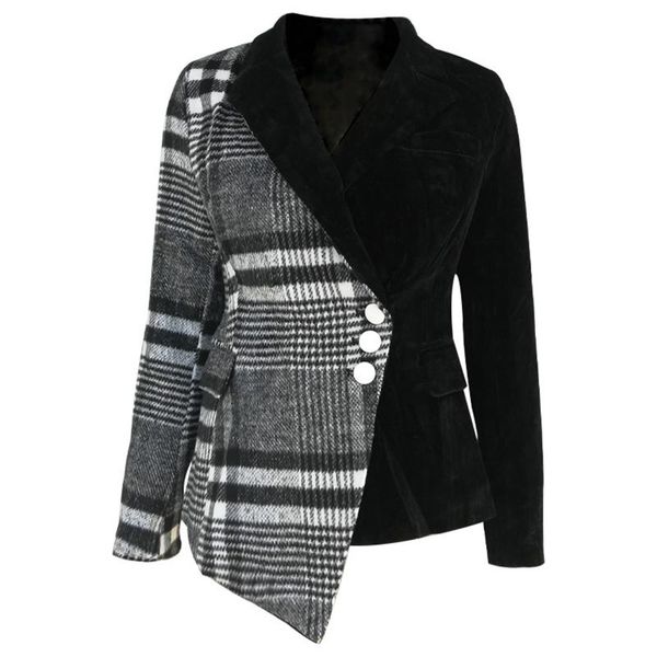 women's suits & blazers women plaid blazer asymmetrical colorblock velour wool office lady coat 2021, White;black
women's suits & blazers women plaid blazer asymmetrical colorblock velour wool office lady coat 2021, White;black