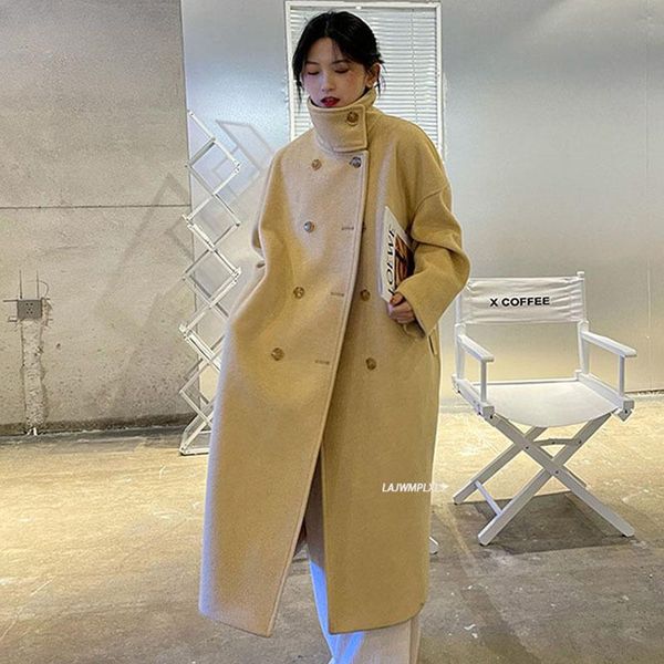 2021 new french warm female double breasted blend winter retro elegant loose solid women woolen coats chic casual long clothes, Black
2021 new french warm female double breasted blend winter retro elegant loose solid women woolen coats chic casual long clothes, Black