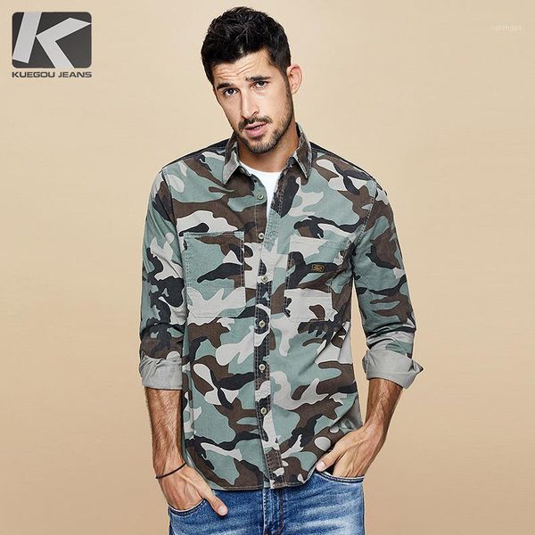 kuegou 2020 autumn cotton camouflage shirt men dress casual slim fit long sleeve for male fashion brand blouse 61121, White;black
kuegou 2020 autumn cotton camouflage shirt men dress casual slim fit long sleeve for male fashion brand blouse 61121, White;black