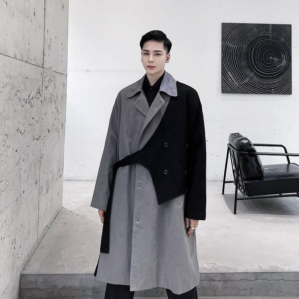 men's trench coats male japan korea streetwear vintage jacket men gray splice black vest belt loose casual long coat cardigan outerwear, Tan;black
men's trench coats male japan korea streetwear vintage jacket men gray splice black vest belt loose casual long coat cardigan outerwear, Tan;black