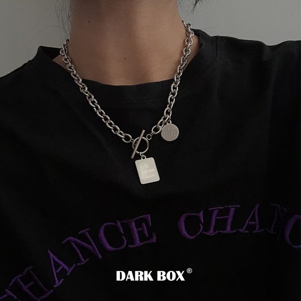 dark box steel color fast street square card combination letter short necklace female punk multi drop chain, Silver
dark box steel color fast street square card combination letter short necklace female punk multi drop chain, Silver
