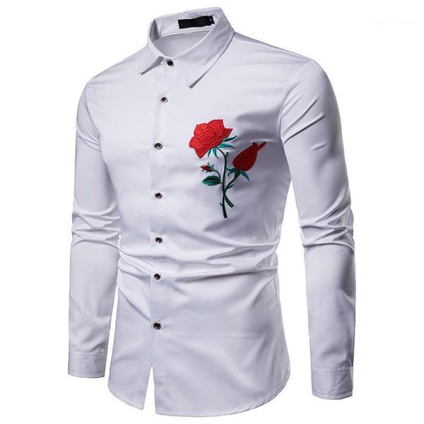 men's casual shirts 2021 men's luxury shirt slim fit dress red rose flower embroidered floral long sleeve male eu size1, White;black
men's casual shirts 2021 men's luxury shirt slim fit dress red rose flower embroidered floral long sleeve male eu size1, White;black