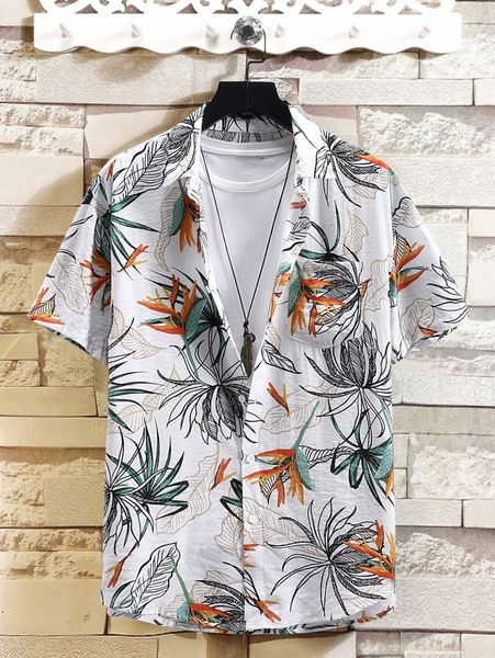 men random plants print shirt without tee 11jk#, White;black
men random plants print shirt without tee 11jk#, White;black