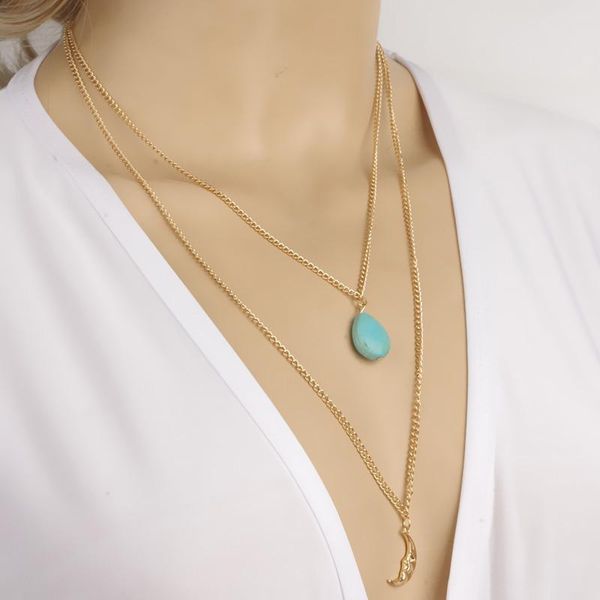 layered necklace pendant tur-quoise tassel moon charm chain necklace girls women jewelry gifr for her, Silver
layered necklace pendant tur-quoise tassel moon charm chain necklace girls women jewelry gifr for her, Silver
