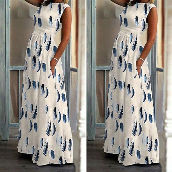 women's ladies feather print sleeveless ankle length dress long maxi dress robe ete tropical beach vintage maxi dresses#30, Black;gray
women's ladies feather print sleeveless ankle length dress long maxi dress robe ete tropical beach vintage maxi dresses#30, Black;gray