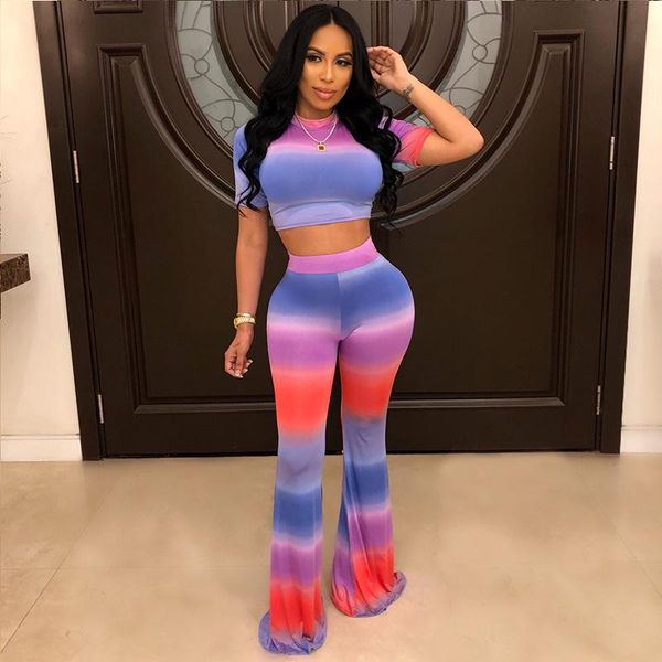 2pcs women colorful striped clothes sets casual sports suit short sleeve crop female skinny +flare long pants clothing, White
2pcs women colorful striped clothes sets casual sports suit short sleeve crop female skinny +flare long pants clothing, White