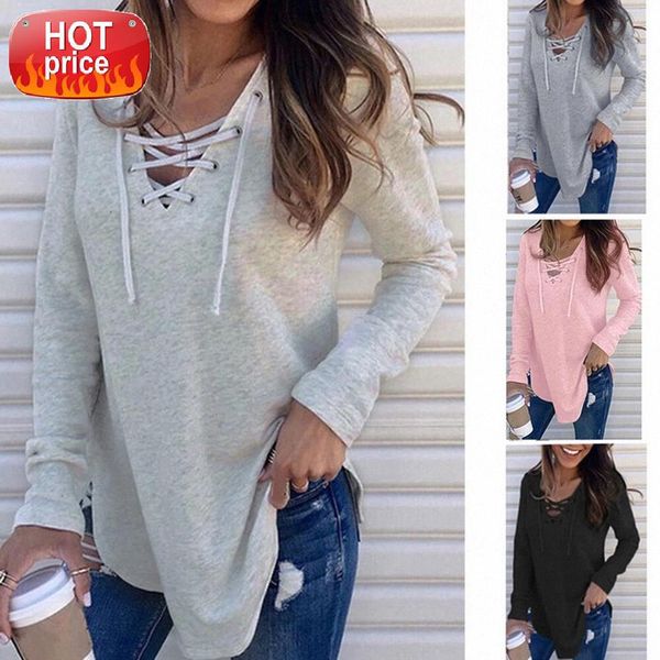 long sleeve basic t shirts women deep v-neck bandage lace up tees female spring autumn fashion tshirts clothing women #3n38, White
long sleeve basic t shirts women deep v-neck bandage lace up tees female spring autumn fashion tshirts clothing women #3n38, White