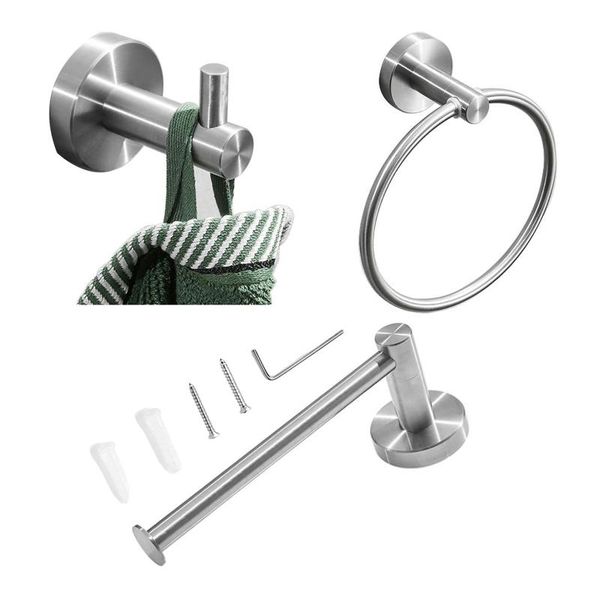 3pcs stainless steel home accessories bathroom hardware set towel hook brushed storage shelf hanging ring toilet paper holder
3pcs stainless steel home accessories bathroom hardware set towel hook brushed storage shelf hanging ring toilet paper holder