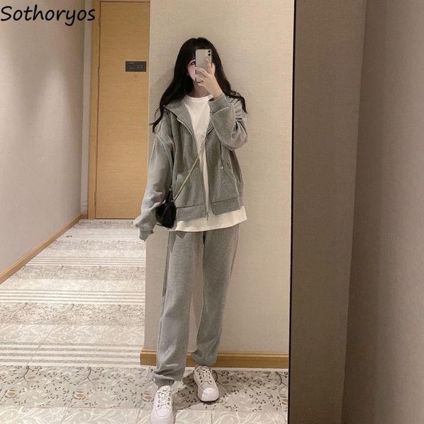 women's tracksuits women gray sets plus velvet thicken warm hooded zipper coats loose casual trousers simple fashion all-match korean u
women's tracksuits women gray sets plus velvet thicken warm hooded zipper coats loose casual trousers simple fashion all-match korean u