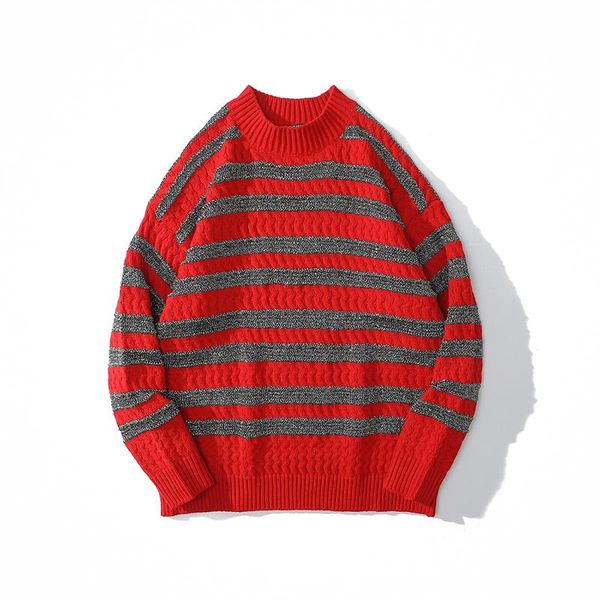 men's sweaters harajuku color match striped streetwear men and women pullover crew neck oversize casual sweater knitted loose, White;black
men's sweaters harajuku color match striped streetwear men and women pullover crew neck oversize casual sweater knitted loose, White;black