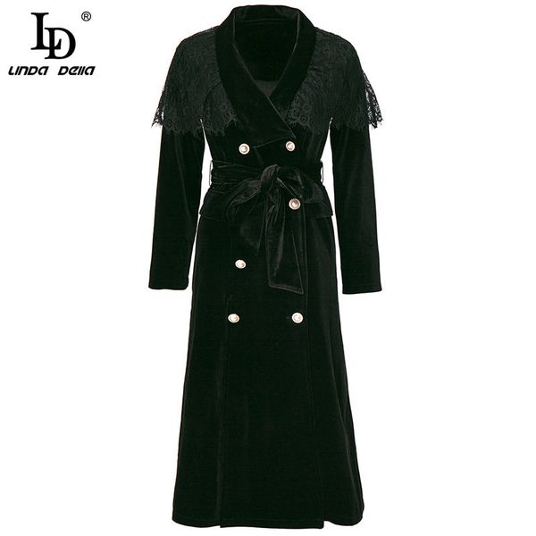 ld linda della 2020 autumn winter women double breasted velvet trench coat designer black long windbreaker outerweat 1028, Tan;black 
ld linda della 2020 autumn winter women double breasted velvet trench coat designer black long windbreaker outerweat 1028, Tan;black