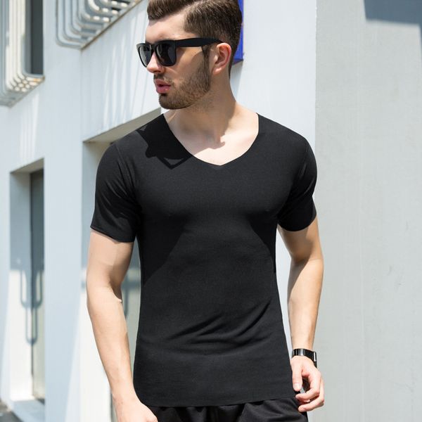 brand summer men's t shirt no trace short sleeved silk t-shirt for female casual trim v neck tshirt kg-669, White
brand summer men's t shirt no trace short sleeved silk t-shirt for female casual trim v neck tshirt kg-669, White