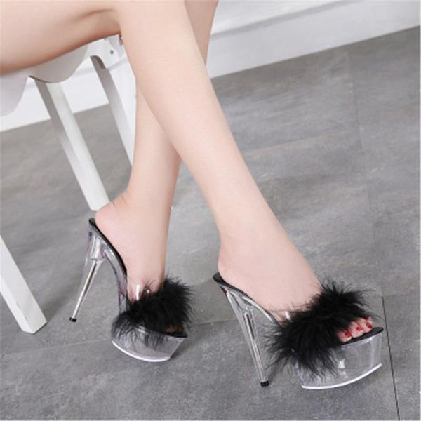 slippers est hairy faux fur woman transparent crystal heel sandals fashion summer 15 cm high mules plus size 34-43, Black
slippers est hairy faux fur woman transparent crystal heel sandals fashion summer 15 cm high mules plus size 34-43, Black