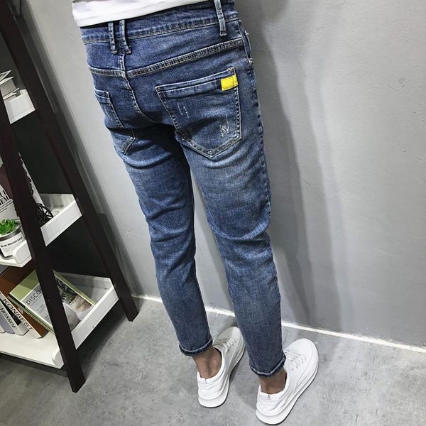 men's jeans wholesale slim-fit small feet spring summer casual korean style stretch trend social spirit guy ankle length pants, Blue
men's jeans wholesale slim-fit small feet spring summer casual korean style stretch trend social spirit guy ankle length pants, Blue