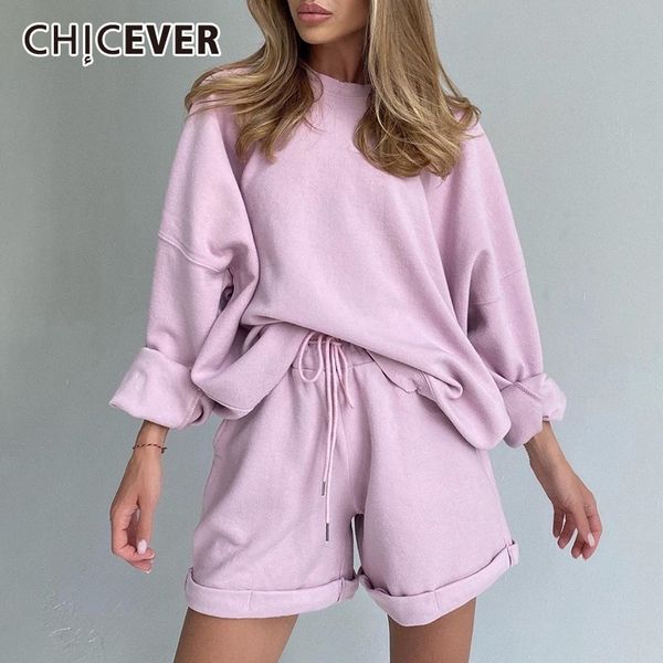chicever casual two piece set for women o neck lantern sleeve high waist lace up shorts loose set female new style 201119, White
chicever casual two piece set for women o neck lantern sleeve high waist lace up shorts loose set female new style 201119, White