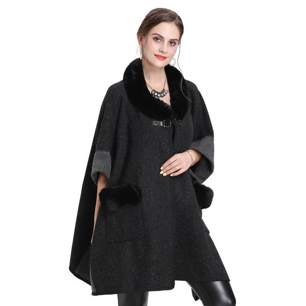 women's fur & faux women party overcoat cloak high 2021 long winter imitation collar knitted cardigan cape short sleeve coat with neck, Black
women's fur & faux women party overcoat cloak high 2021 long winter imitation collar knitted cardigan cape short sleeve coat with neck, Black