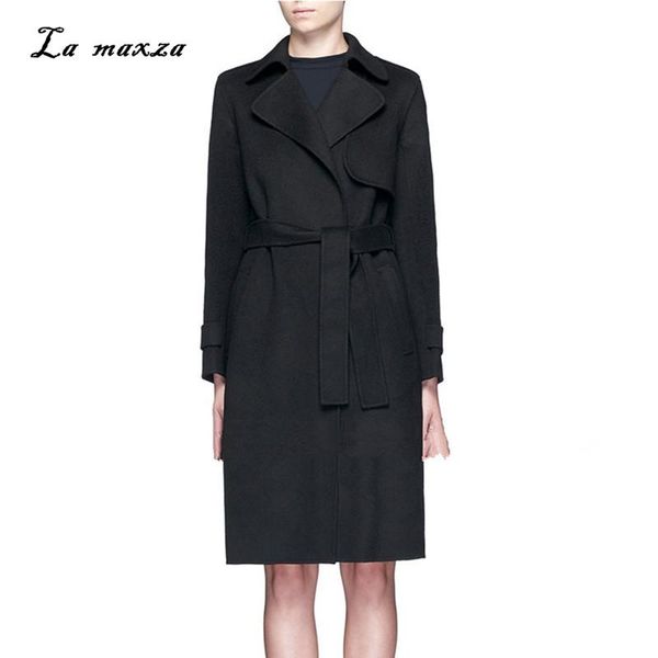 women winter coat wool 2020 vintage elegant clothes camel fashion slim outwear long coat, Black
women winter coat wool 2020 vintage elegant clothes camel fashion slim outwear long coat, Black