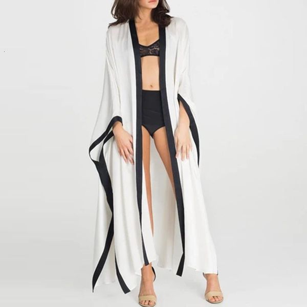 vintage spliced kimono cardigan women long solid 2021 summer shirts long sleeve casual loose beach cover up blouses, White
vintage spliced kimono cardigan women long solid 2021 summer shirts long sleeve casual loose beach cover up blouses, White