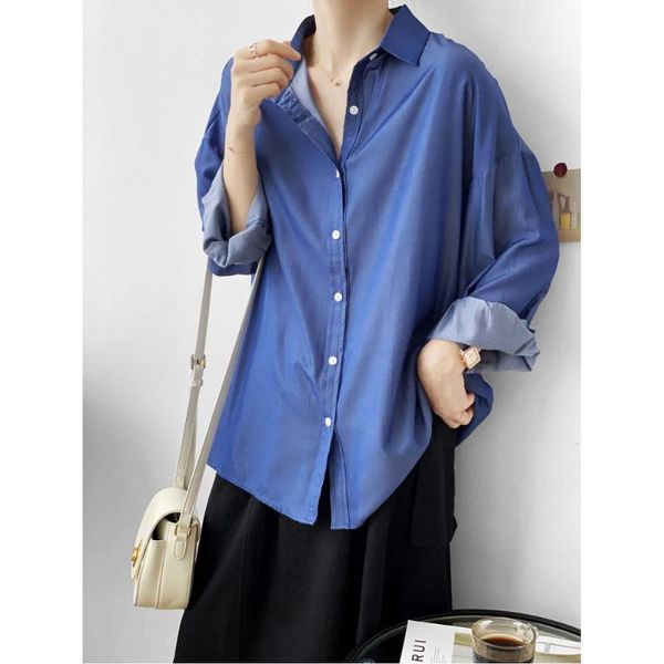 women's blouses & shirts 2021 autumn blouse chic lapel ladies solid color loose long sleeve women 1673, White
women's blouses & shirts 2021 autumn blouse chic lapel ladies solid color loose long sleeve women 1673, White