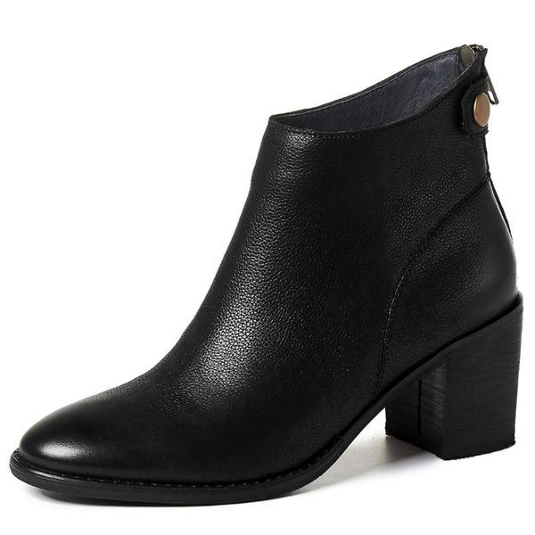 boots women's genuine leather thick med heel retro autumn soft comfort short booties round toe casual ankle shoes, Black
boots women's genuine leather thick med heel retro autumn soft comfort short booties round toe casual ankle shoes, Black