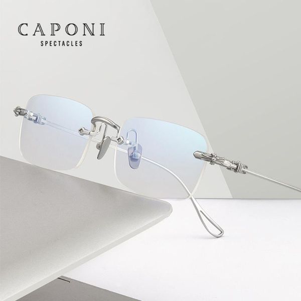 fashion sunglasses frames caponi rimless glasses frame titanium business men eyeglasses for reading computer optical no clear j8099, Black
fashion sunglasses frames caponi rimless glasses frame titanium business men eyeglasses for reading computer optical no clear j8099, Black
