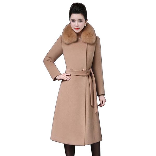 women's wool & blends vintage women long woolen coat autumn winter jackets elegant female warm trench slim outerwear, Black
women's wool & blends vintage women long woolen coat autumn winter jackets elegant female warm trench slim outerwear, Black