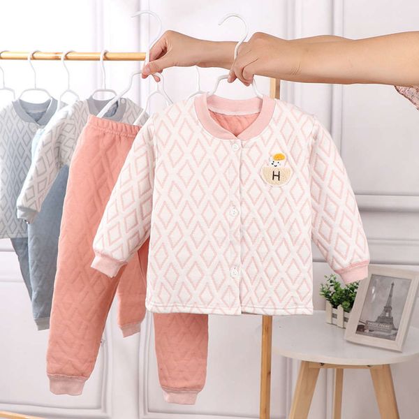 2020 new warm autumn children's pants underwear three layer thickened baby cardigan shoulder open home cloth pajamas vtik, Blue;red
2020 new warm autumn children's pants underwear three layer thickened baby cardigan shoulder open home cloth pajamas vtik, Blue;red