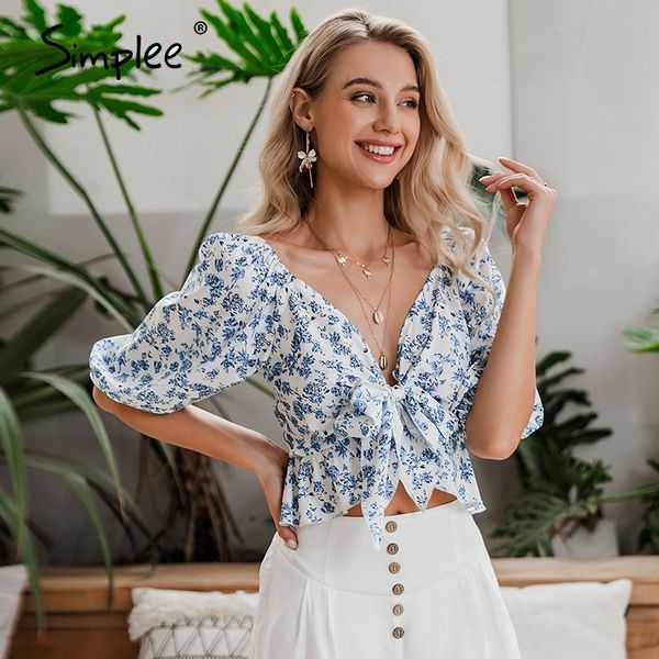 simplee boho floral print women blouse shirt vintage holiday beach summer v neck lantern sleeve party cute tie blsus y200622, White
simplee boho floral print women blouse shirt vintage holiday beach summer v neck lantern sleeve party cute tie blsus y200622, White