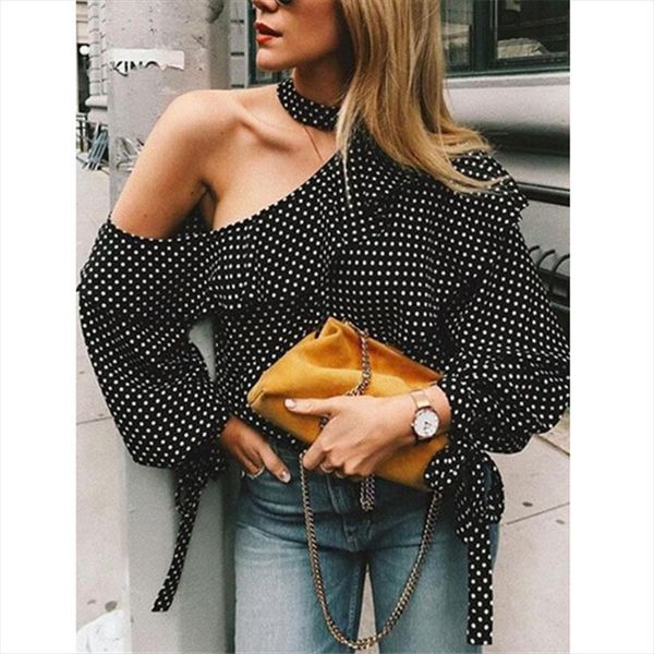fashion women polka dot blouses casual lady loose chiffon long sleeve shirts blouse shoulderless ruffles halter shirts, White
fashion women polka dot blouses casual lady loose chiffon long sleeve shirts blouse shoulderless ruffles halter shirts, White