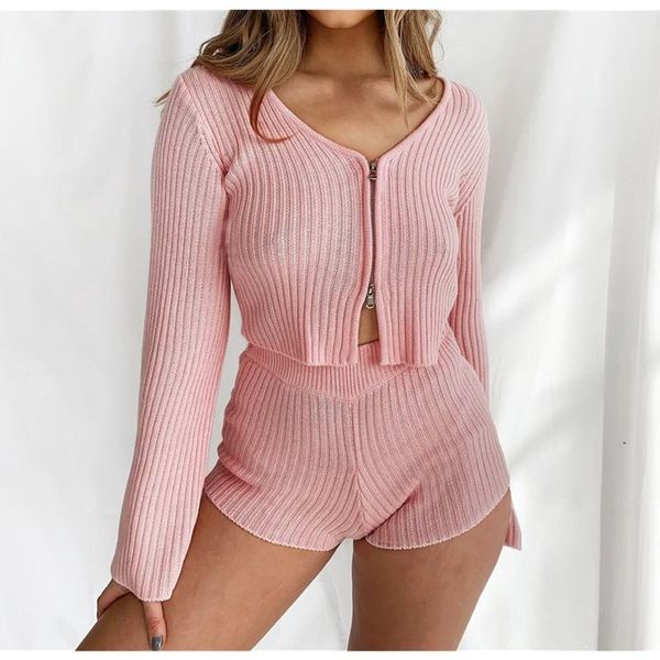 2020 pink knitted two piece set homewear casual tracksuit fashion women long sleeve v neck zip crop high waist shorts, Black;blue
2020 pink knitted two piece set homewear casual tracksuit fashion women long sleeve v neck zip crop high waist shorts, Black;blue