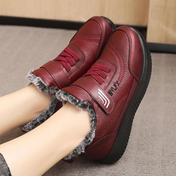 woman snow boots plush new warm ankle boots for women winter waterproof women female winter shoes booties 40, Black