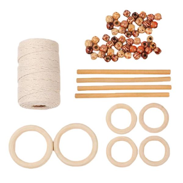 109 yards 3mm natural macrame cord 100% soft cotton macrame rope with wood beads wood ring and wooden stick for crafts diy, Black;white
109 yards 3mm natural macrame cord 100% soft cotton macrame rope with wood beads wood ring and wooden stick for crafts diy, Black;white