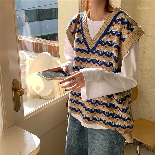 v neck striped vest knitted fall sweater trendy korean style loose wild knit girl casual preppy style cool khaki harajuku1, Black;white
v neck striped vest knitted fall sweater trendy korean style loose wild knit girl casual preppy style cool khaki harajuku1, Black;white